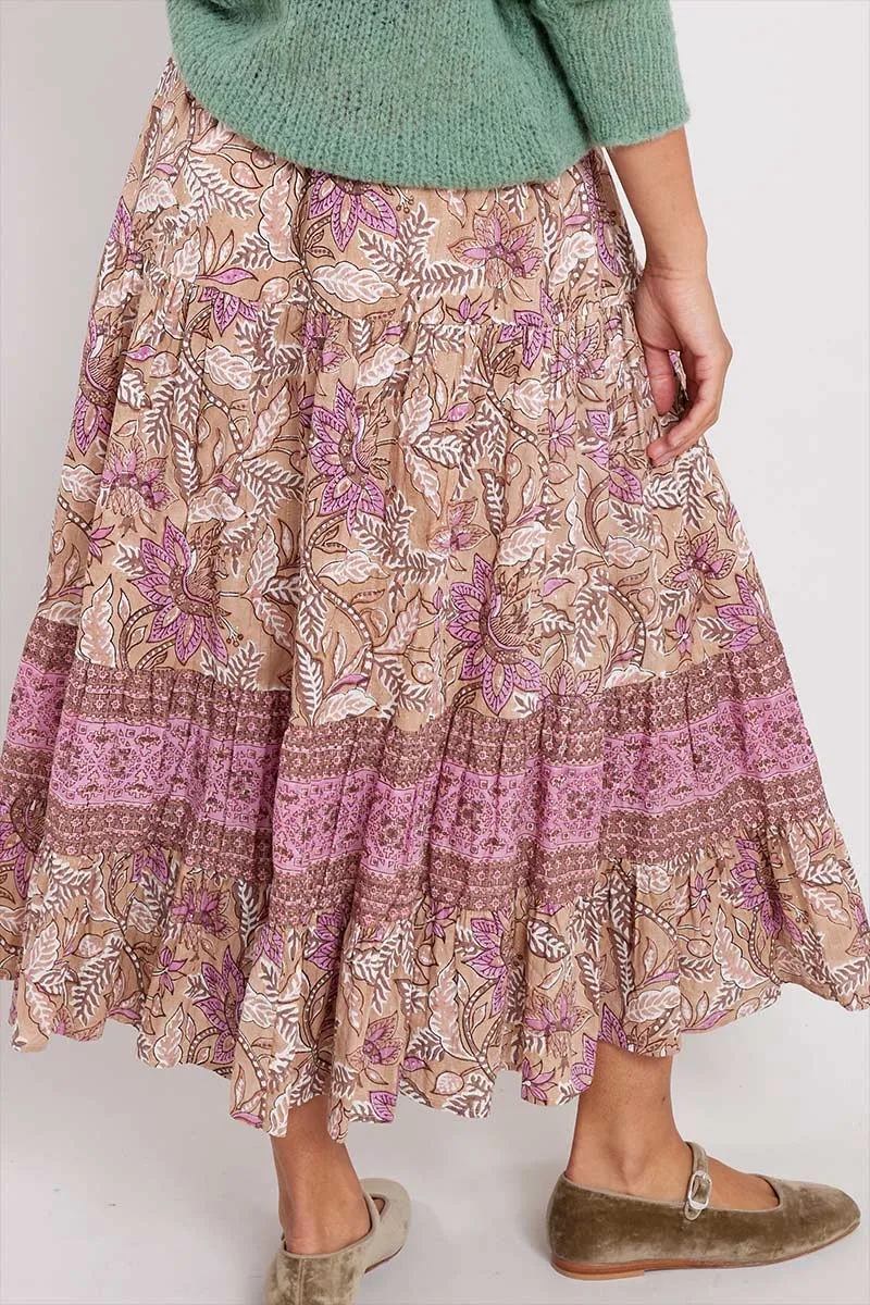 Nixi Woodblock Cotton Lurex Skirt
