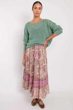 Nixi Woodblock Cotton Lurex Skirt