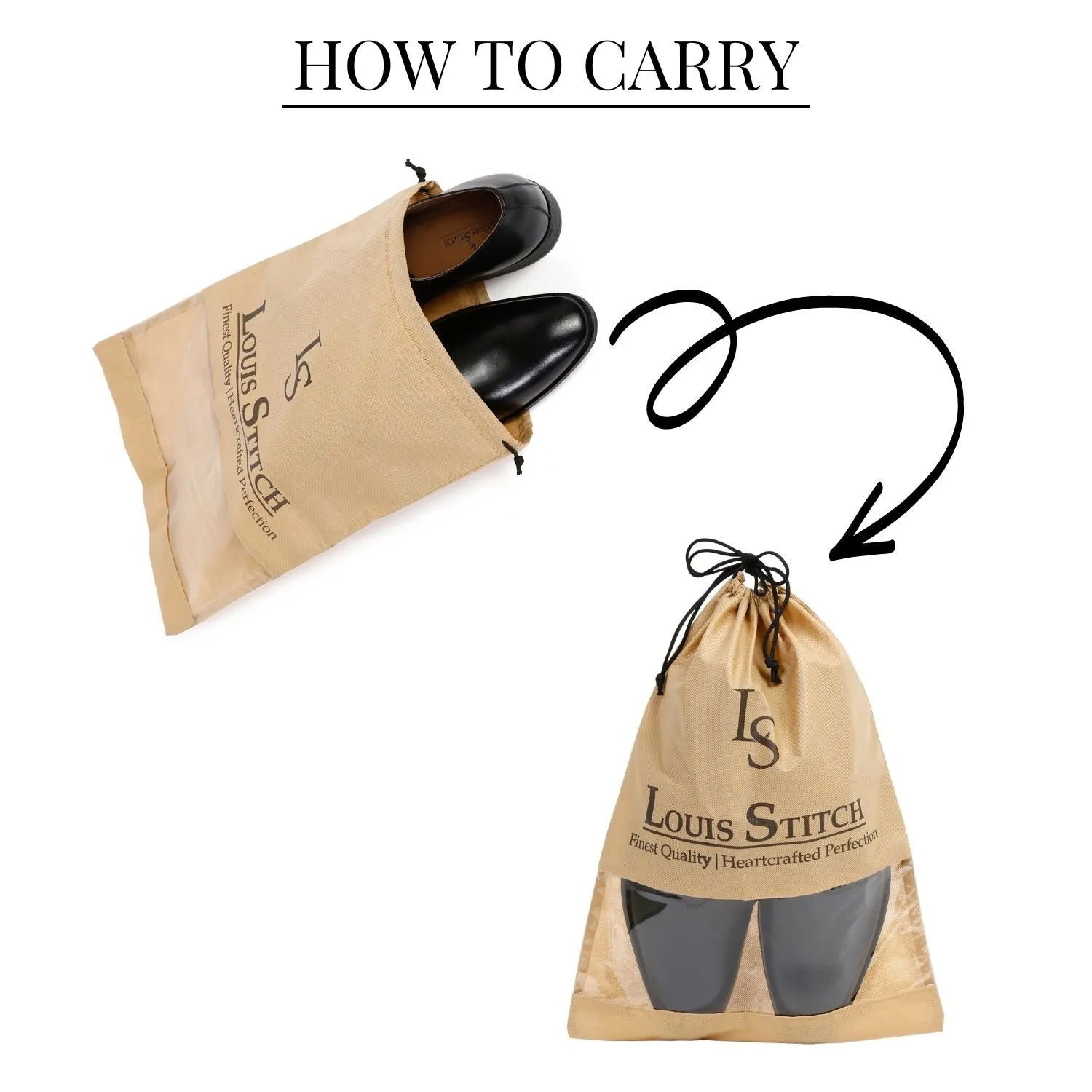 Non Woven Shoe Bag Pack Of  10 Black & Beige See Thru