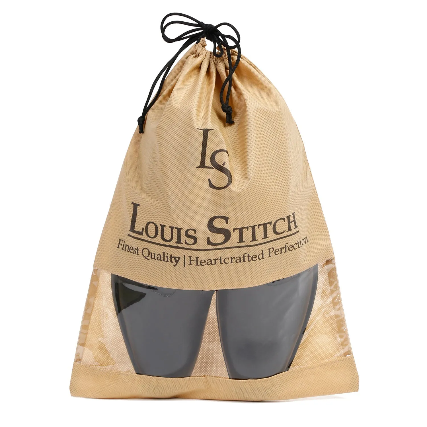 Non Woven Shoe Bag Pack Of  12 Black Plain & Beige See-Thru