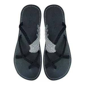 Oceanbliss - Black Zebra Rope Sandals