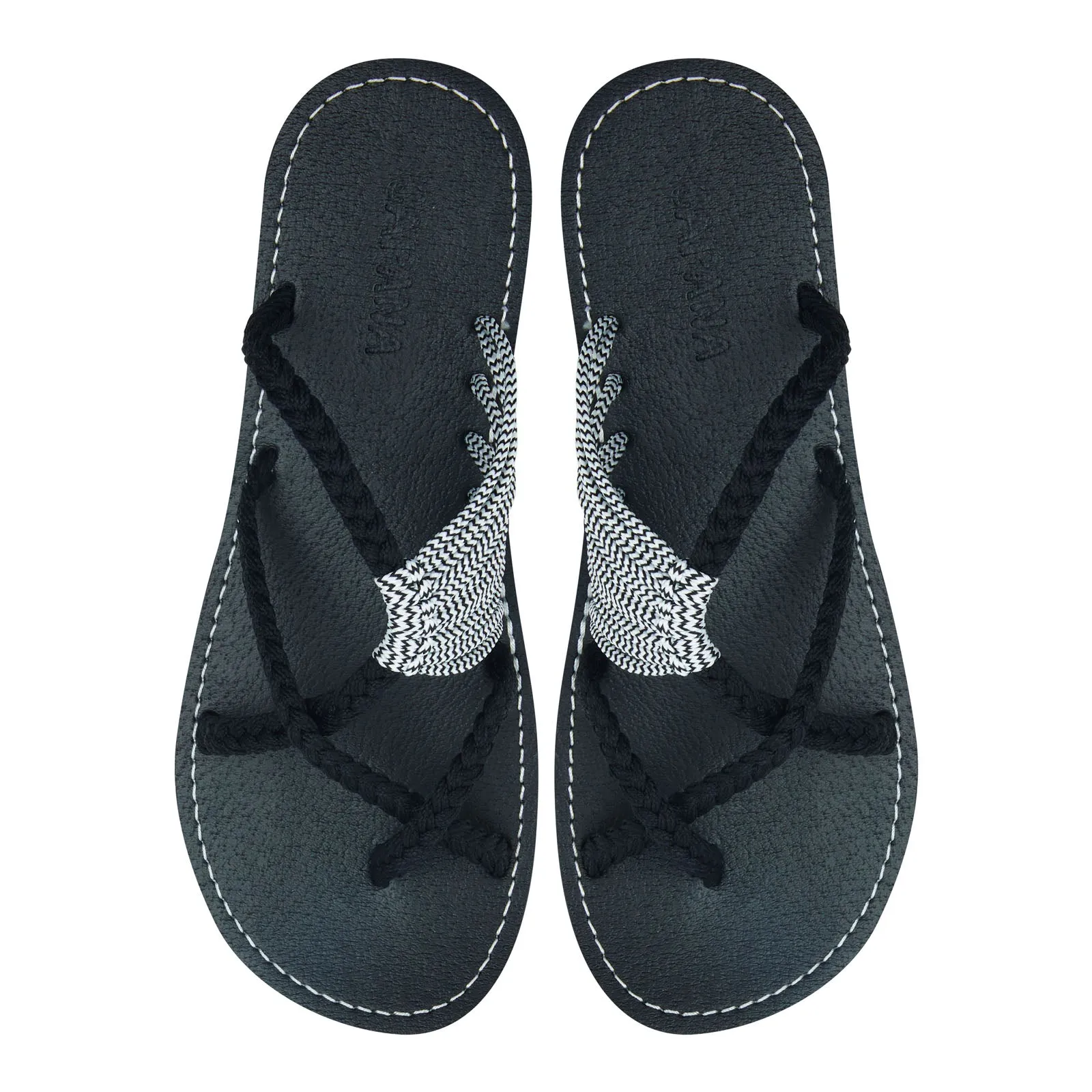 Oceanbliss - Black Zebra Rope Sandals