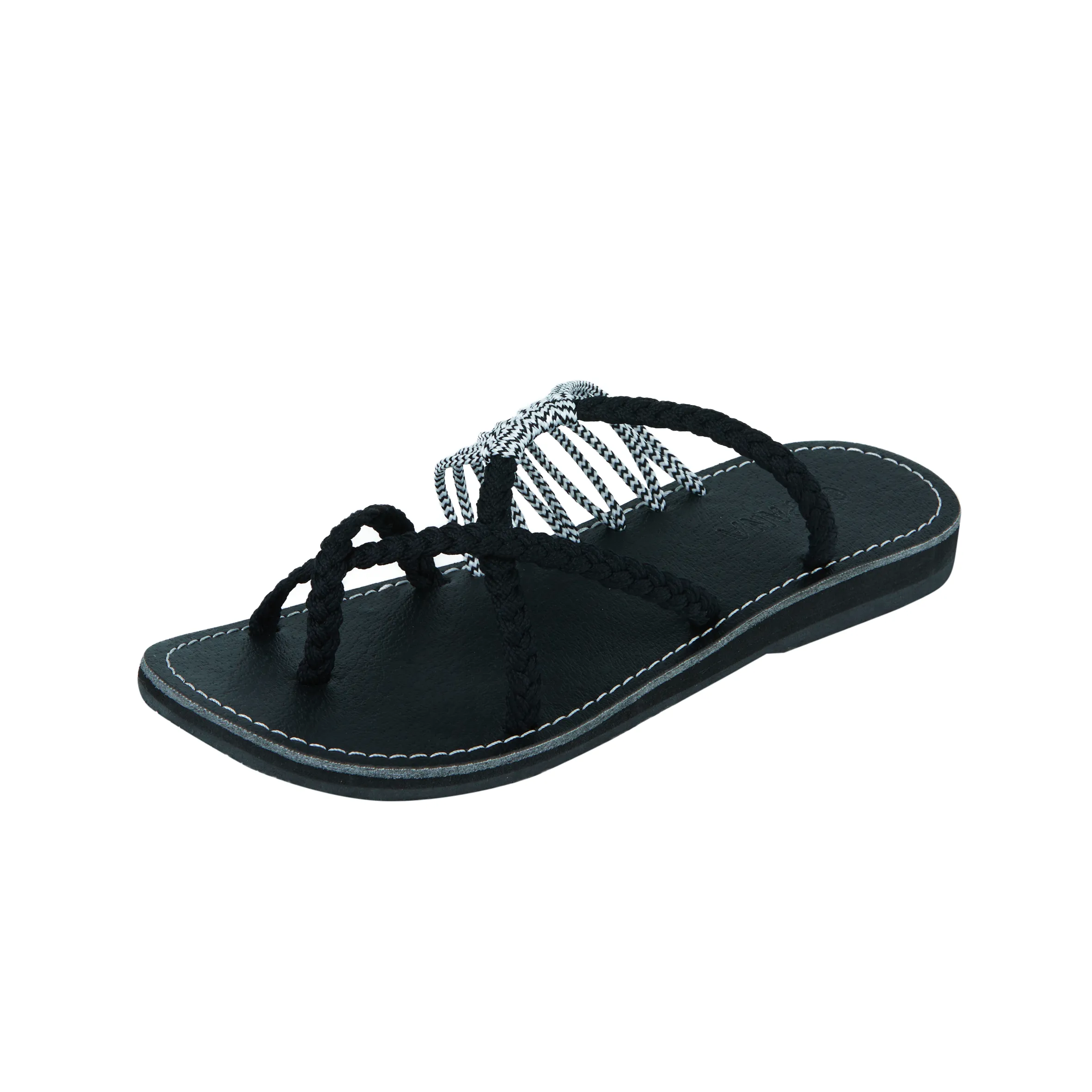 Oceanbliss - Black Zebra Rope Sandals