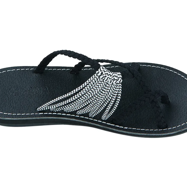 Oceanbliss - Black Zebra Rope Sandals
