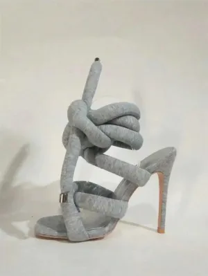 Open Toe Cross Ankle Wrap Stilettos