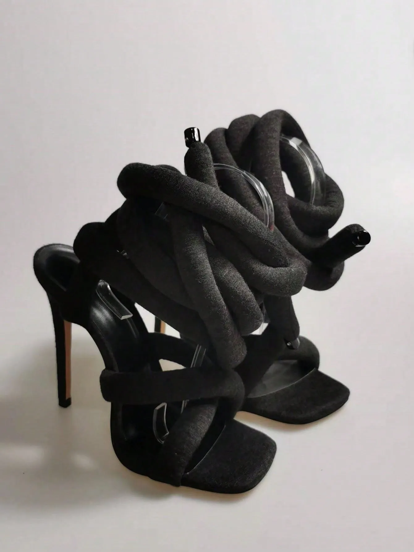 Open Toe Cross Ankle Wrap Stilettos