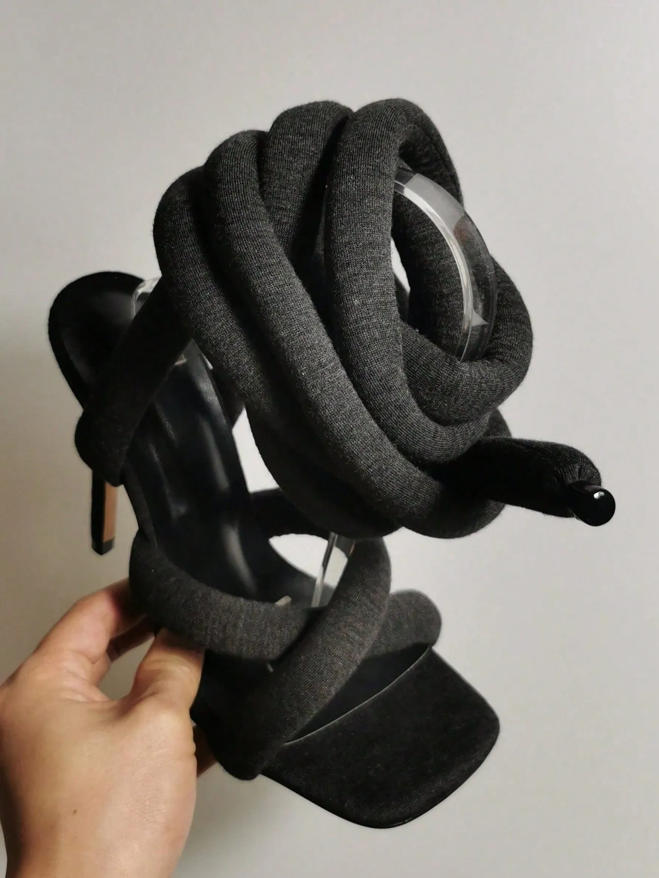 Open Toe Cross Ankle Wrap Stilettos