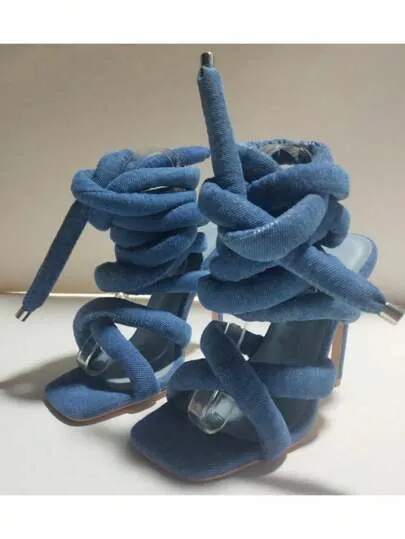 Open Toe Cross Ankle Wrap Stilettos