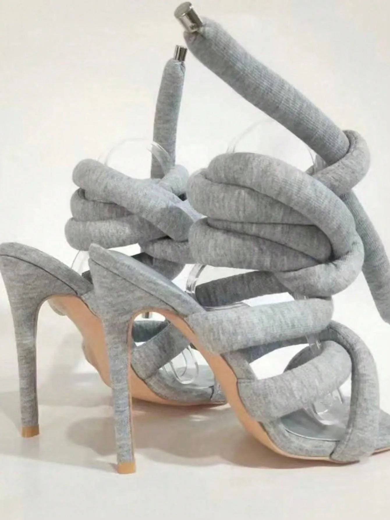 Open Toe Cross Ankle Wrap Stilettos