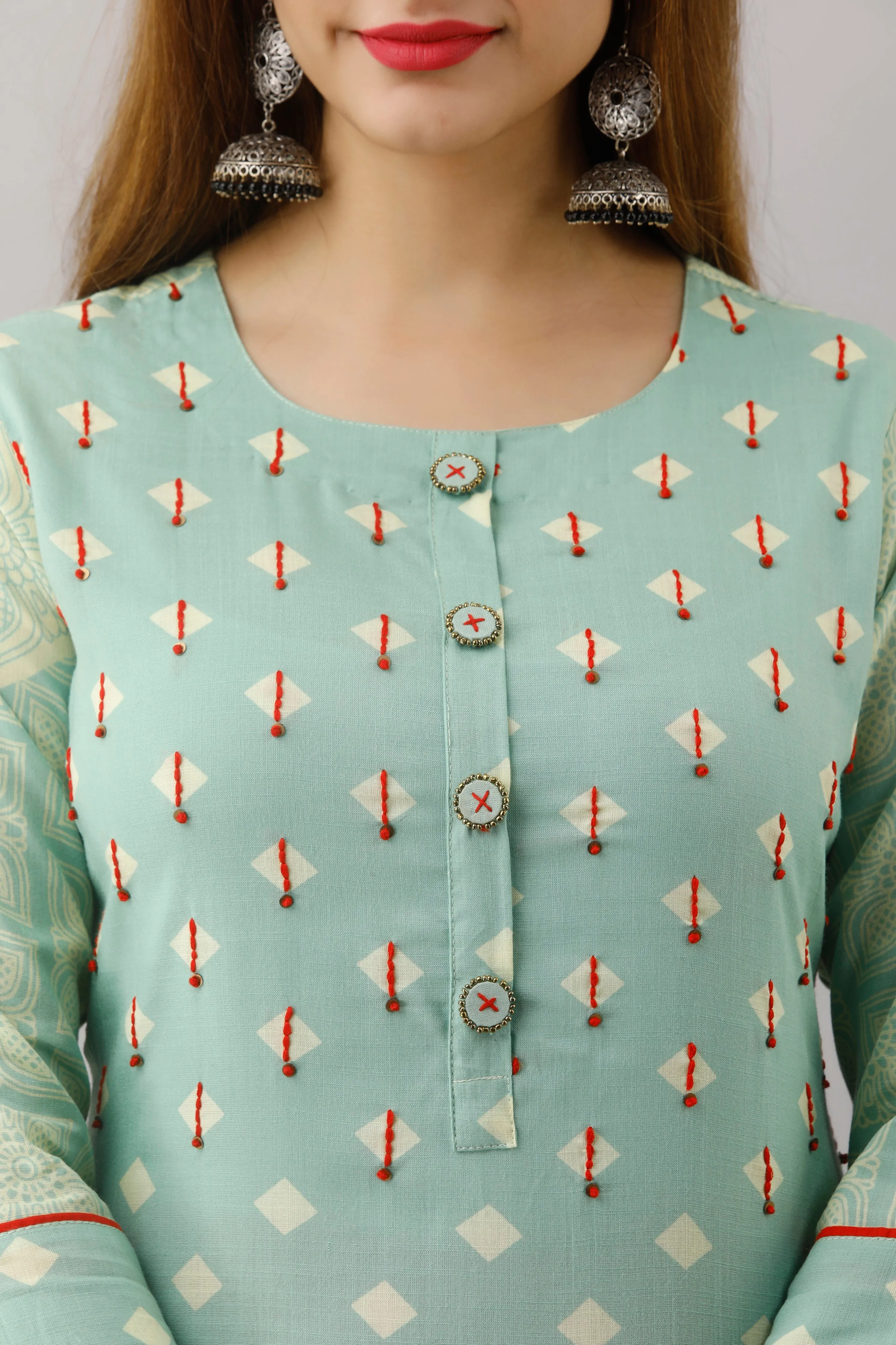 Pista Green Color Rayon Straight Womens Kurta