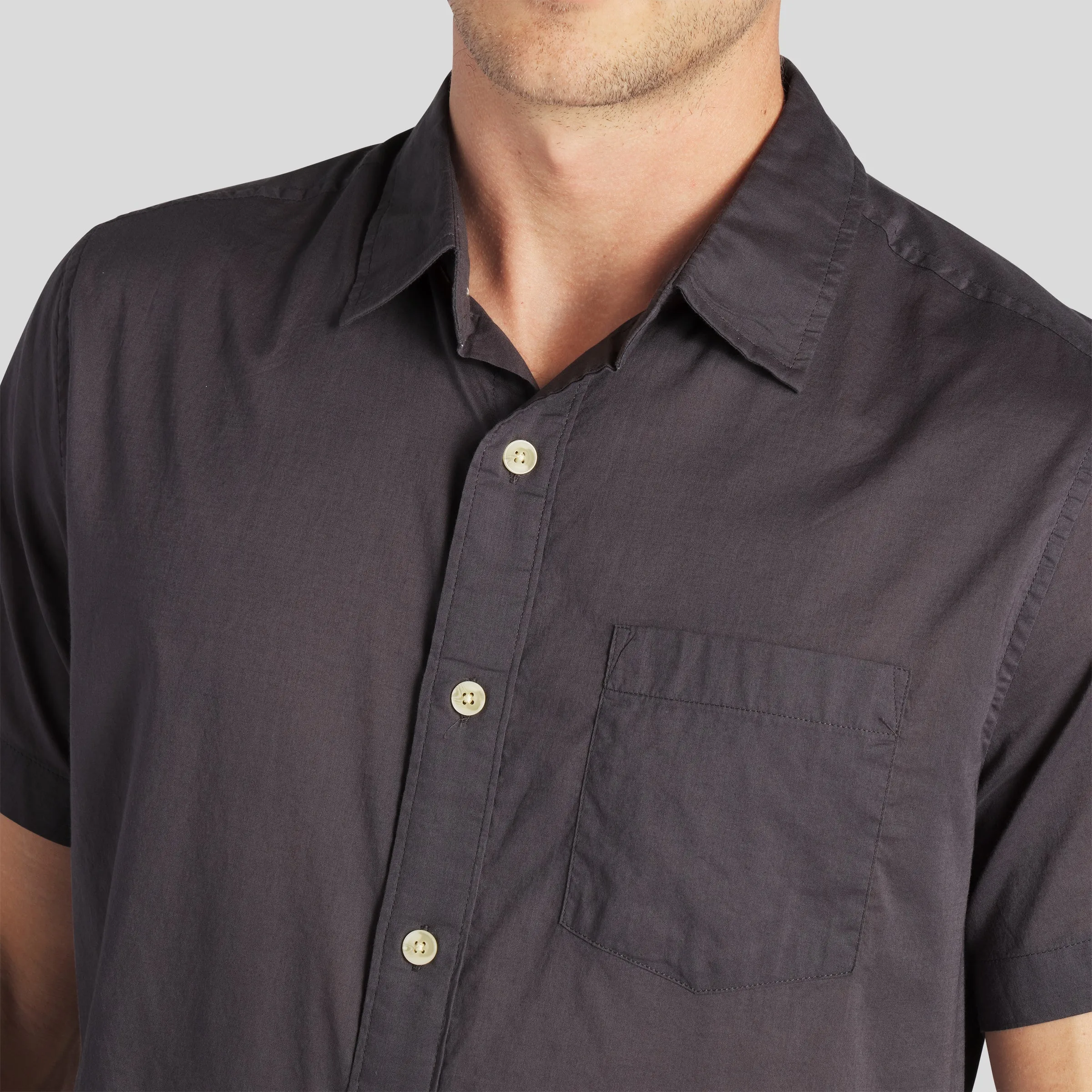 Portofino Featherweight Poplin Short Sleeve Shirt - Forged Iron (Final Sale)*