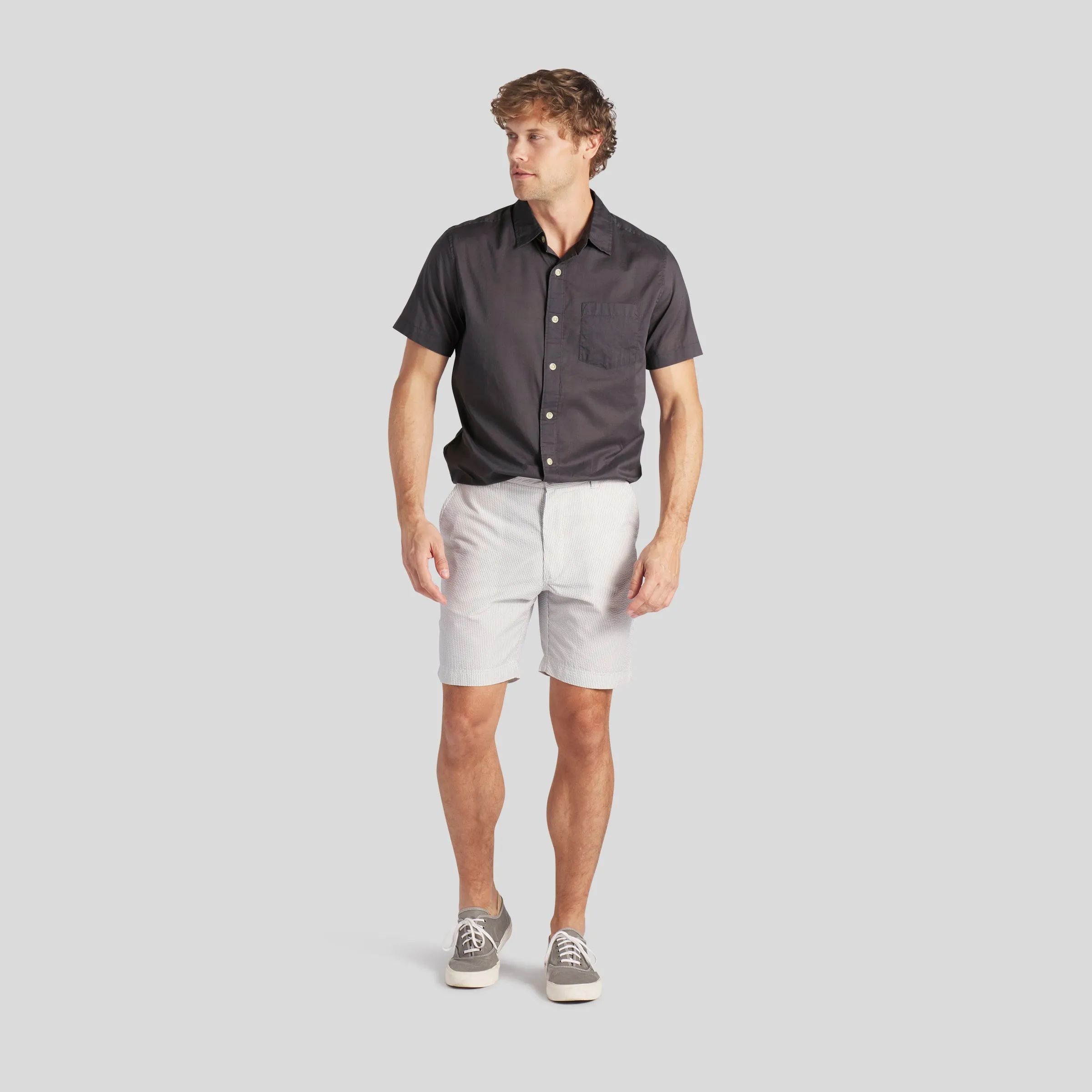 Portofino Featherweight Poplin Short Sleeve Shirt - Forged Iron (Final Sale)*