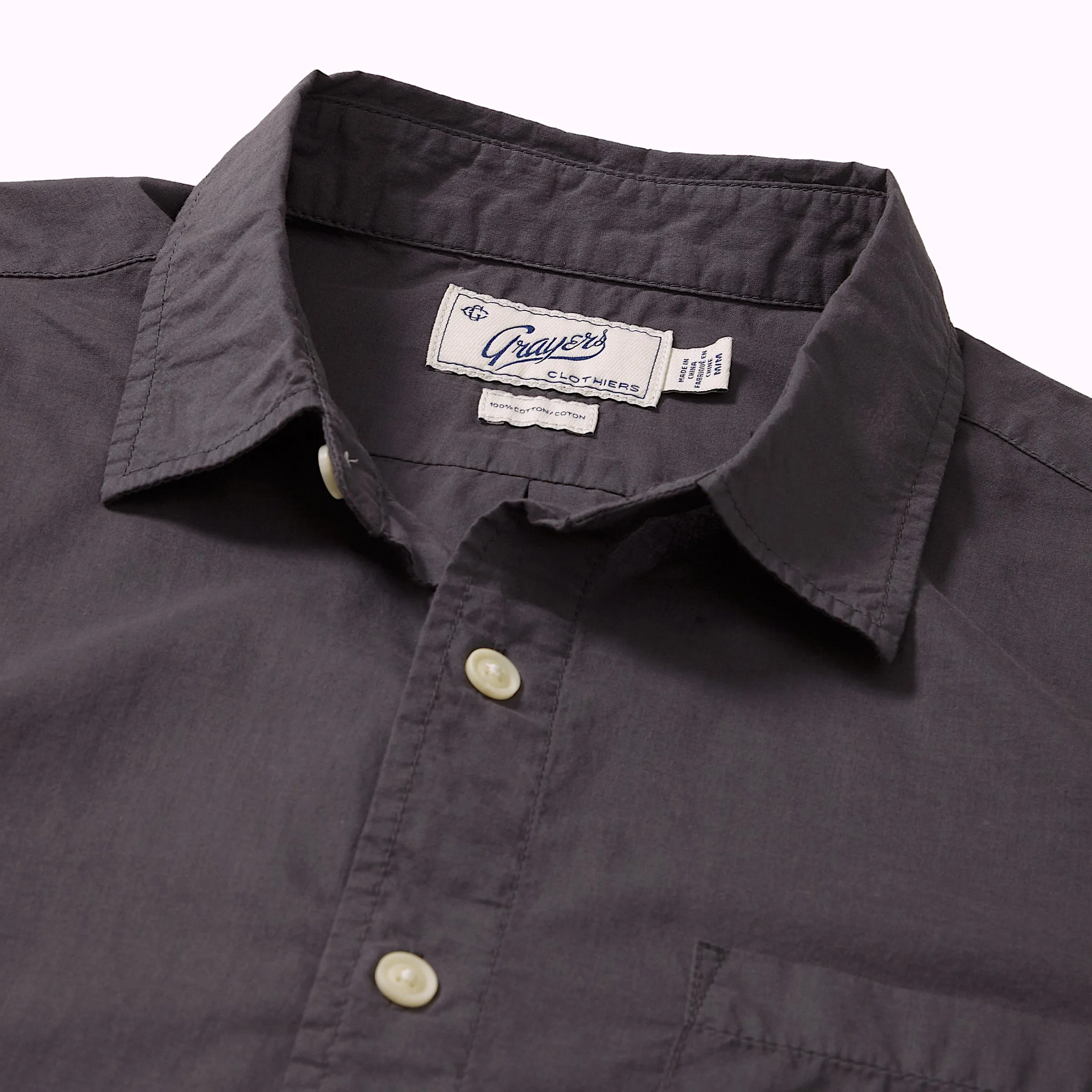 Portofino Featherweight Poplin Short Sleeve Shirt - Forged Iron (Final Sale)*