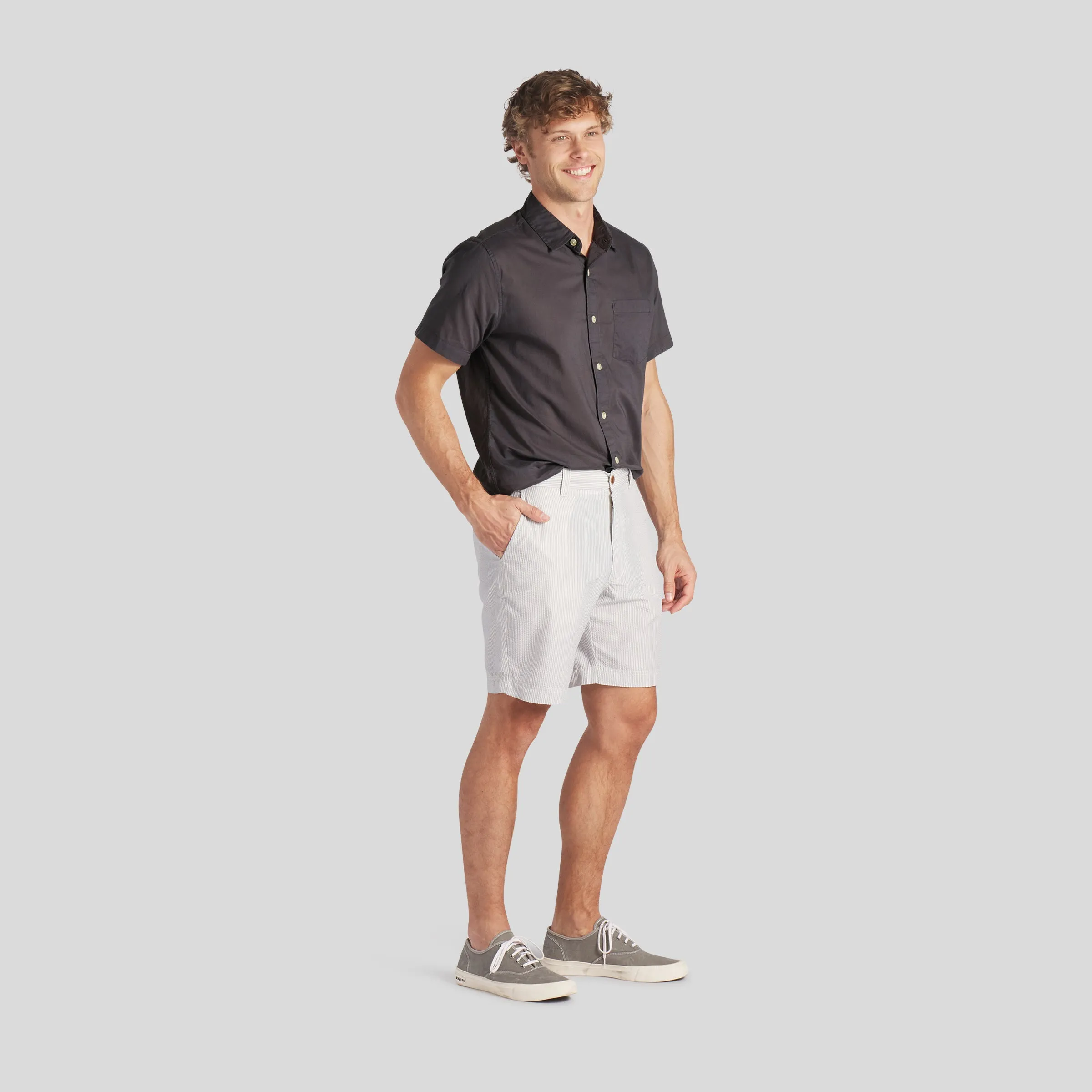 Portofino Featherweight Poplin Short Sleeve Shirt - Forged Iron (Final Sale)*