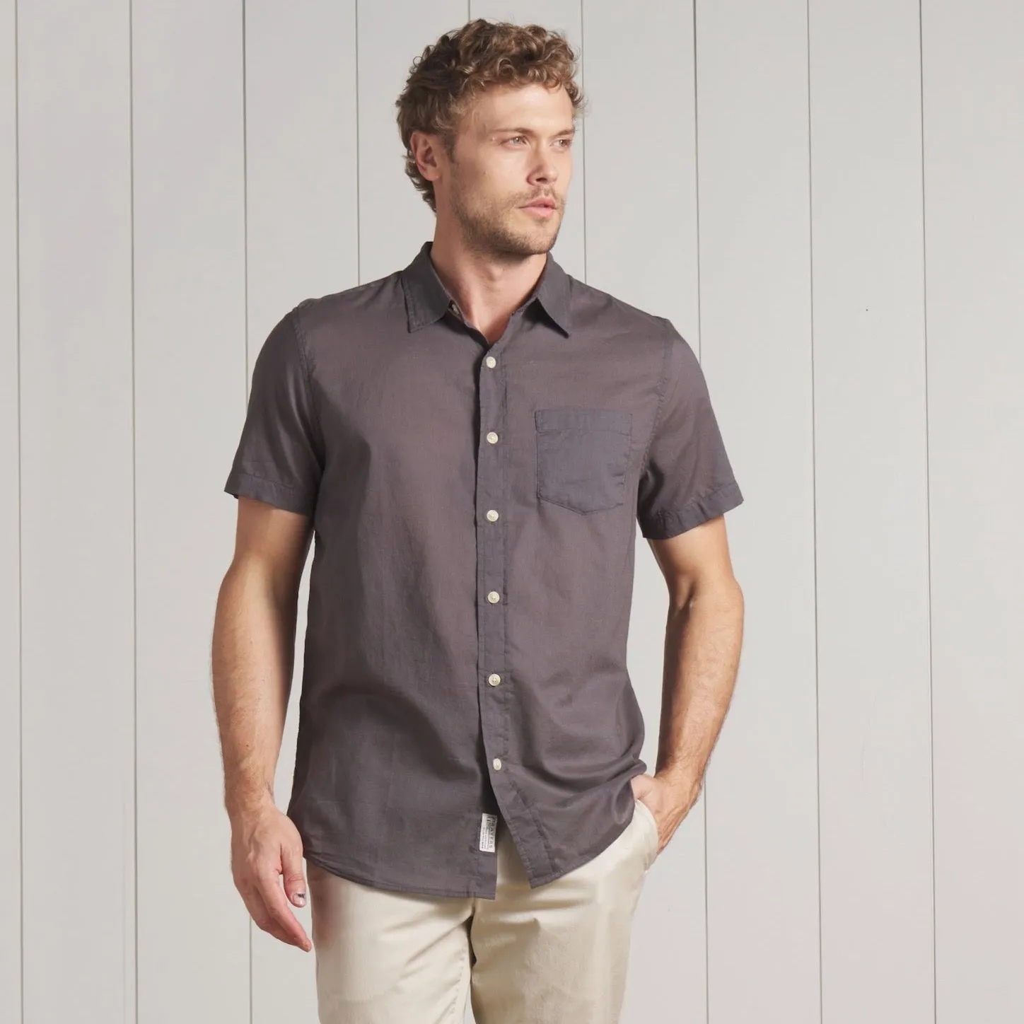 Portofino Featherweight Poplin Short Sleeve Shirt - Forged Iron (Final Sale)*