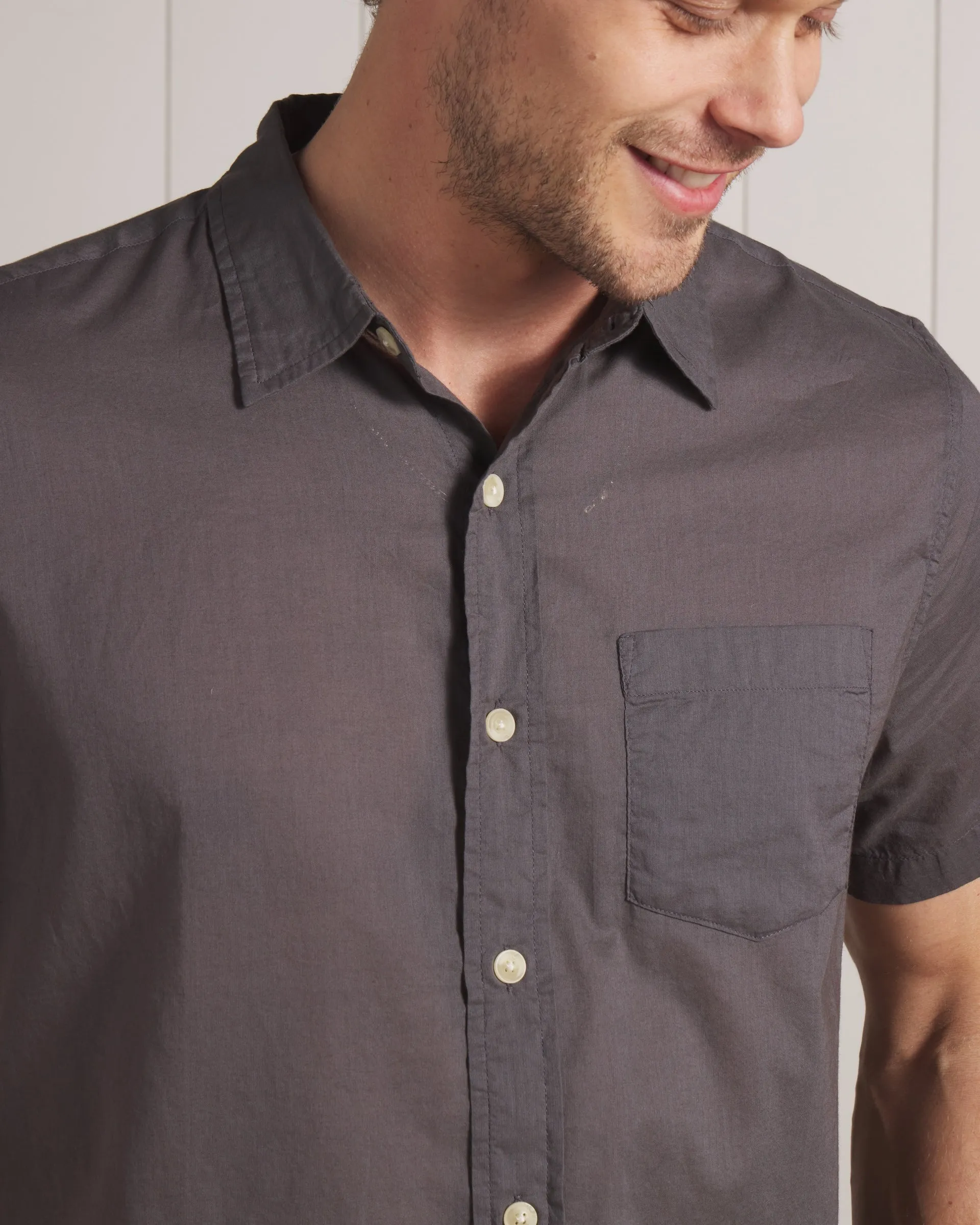 Portofino Featherweight Poplin Short Sleeve Shirt - Forged Iron (Final Sale)*