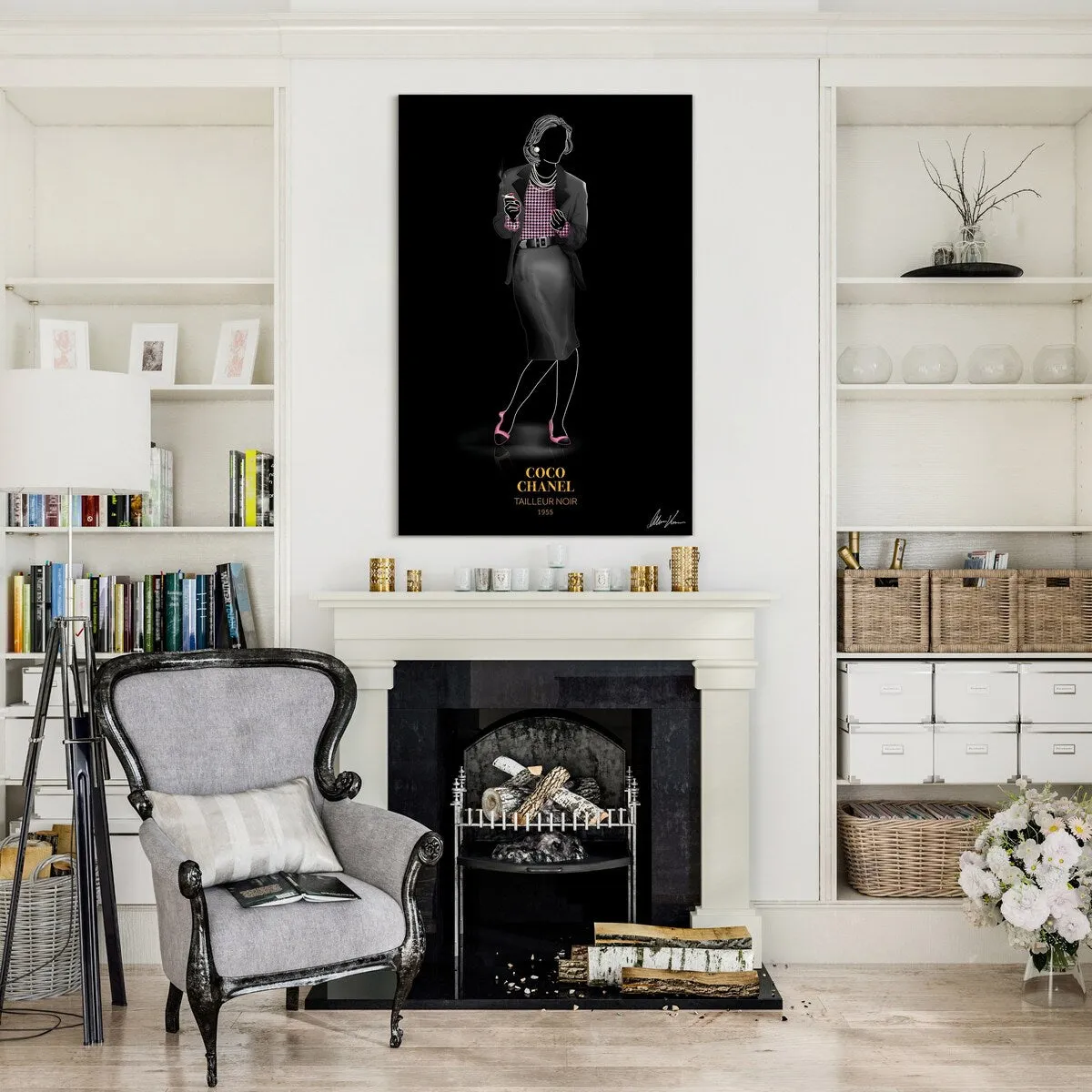 "Fashion suit look" Frameless Free Floating Reverse Printed Tempered Glass Wall Art