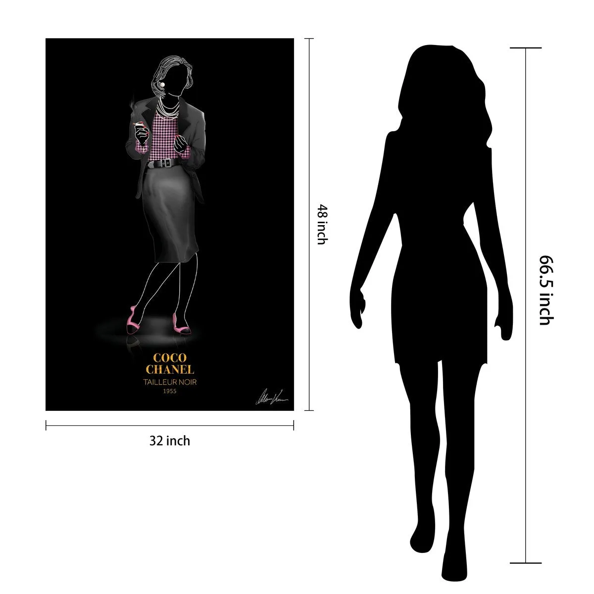 "Fashion suit look" Frameless Free Floating Reverse Printed Tempered Glass Wall Art