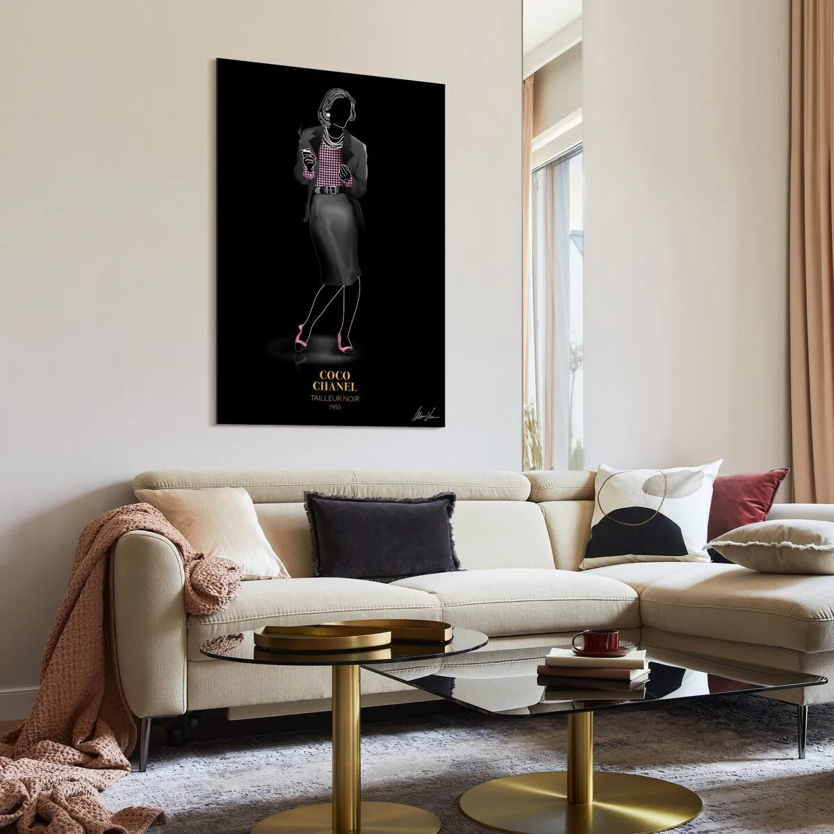 "Fashion suit look" Frameless Free Floating Reverse Printed Tempered Glass Wall Art