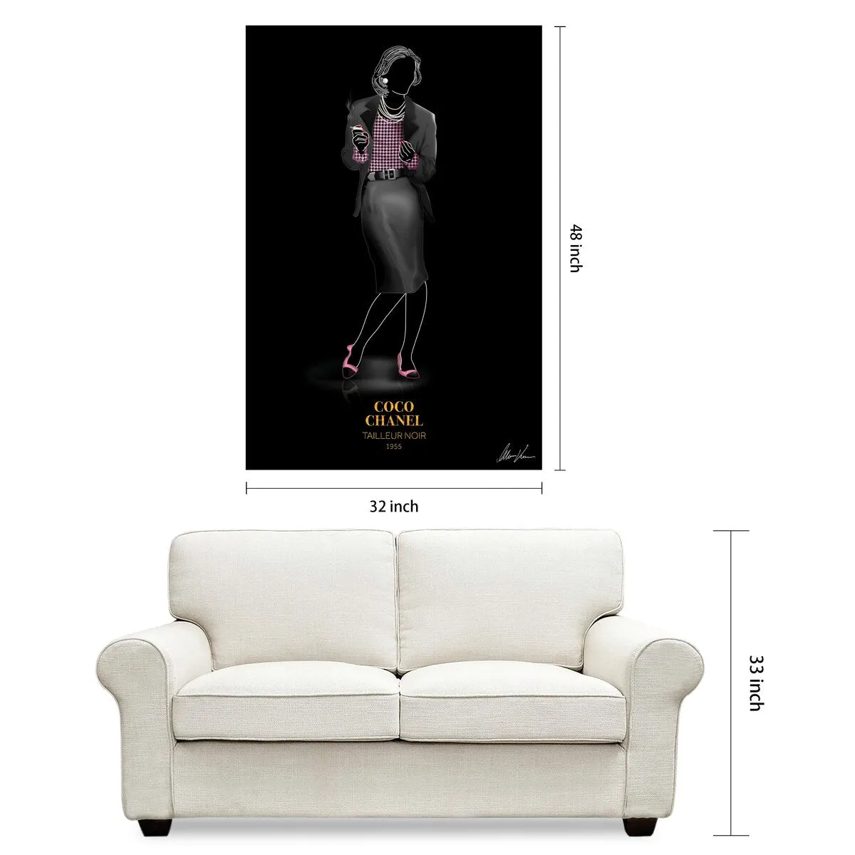 "Fashion suit look" Frameless Free Floating Reverse Printed Tempered Glass Wall Art