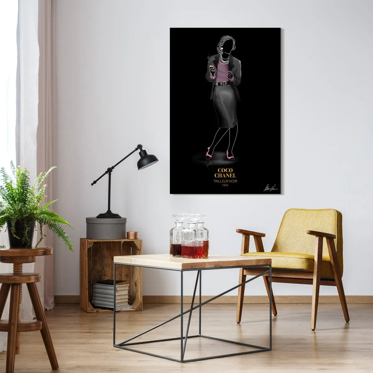 "Fashion suit look" Frameless Free Floating Reverse Printed Tempered Glass Wall Art