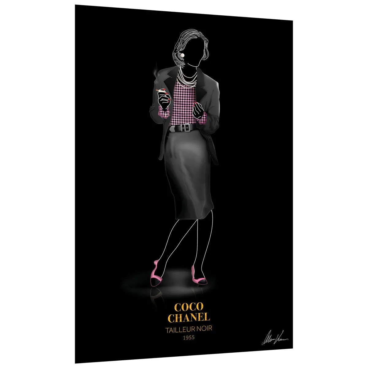 "Fashion suit look" Frameless Free Floating Reverse Printed Tempered Glass Wall Art