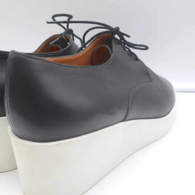 Robert Clergerie Lindsey Platform Wedge Oxfords Black Leather Size 41