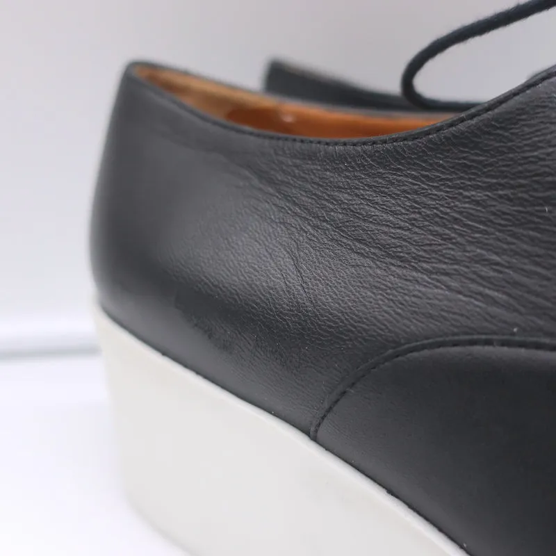 Robert Clergerie Lindsey Platform Wedge Oxfords Black Leather Size 41