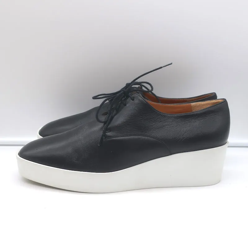 Robert Clergerie Lindsey Platform Wedge Oxfords Black Leather Size 41