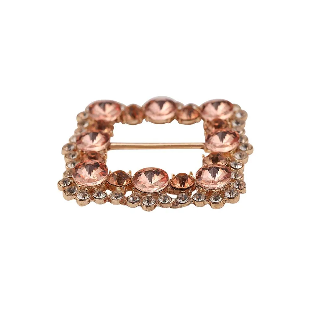 Rounded Square Shiny Diamond Sliding Belt Buckle