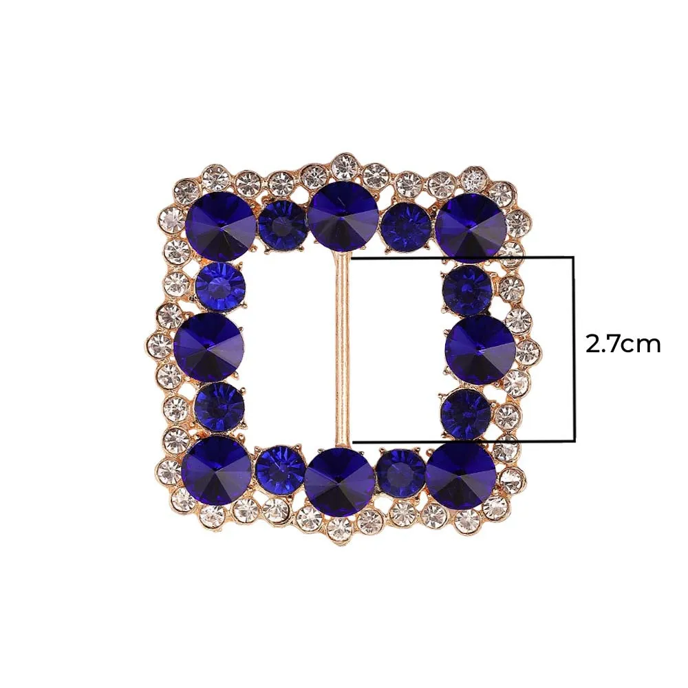 Rounded Square Shiny Diamond Sliding Belt Buckle