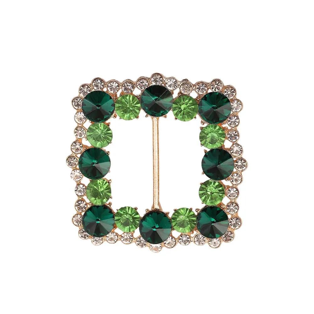 Rounded Square Shiny Diamond Sliding Belt Buckle