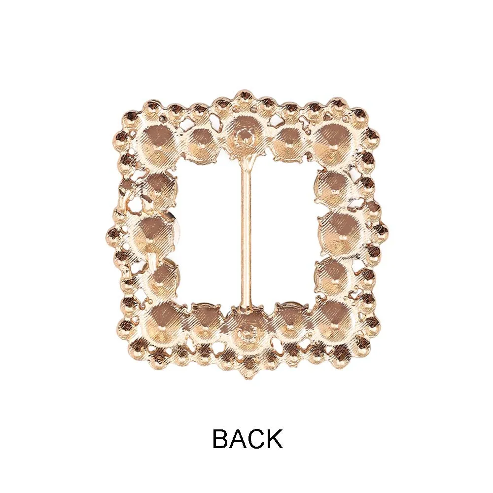 Rounded Square Shiny Diamond Sliding Belt Buckle
