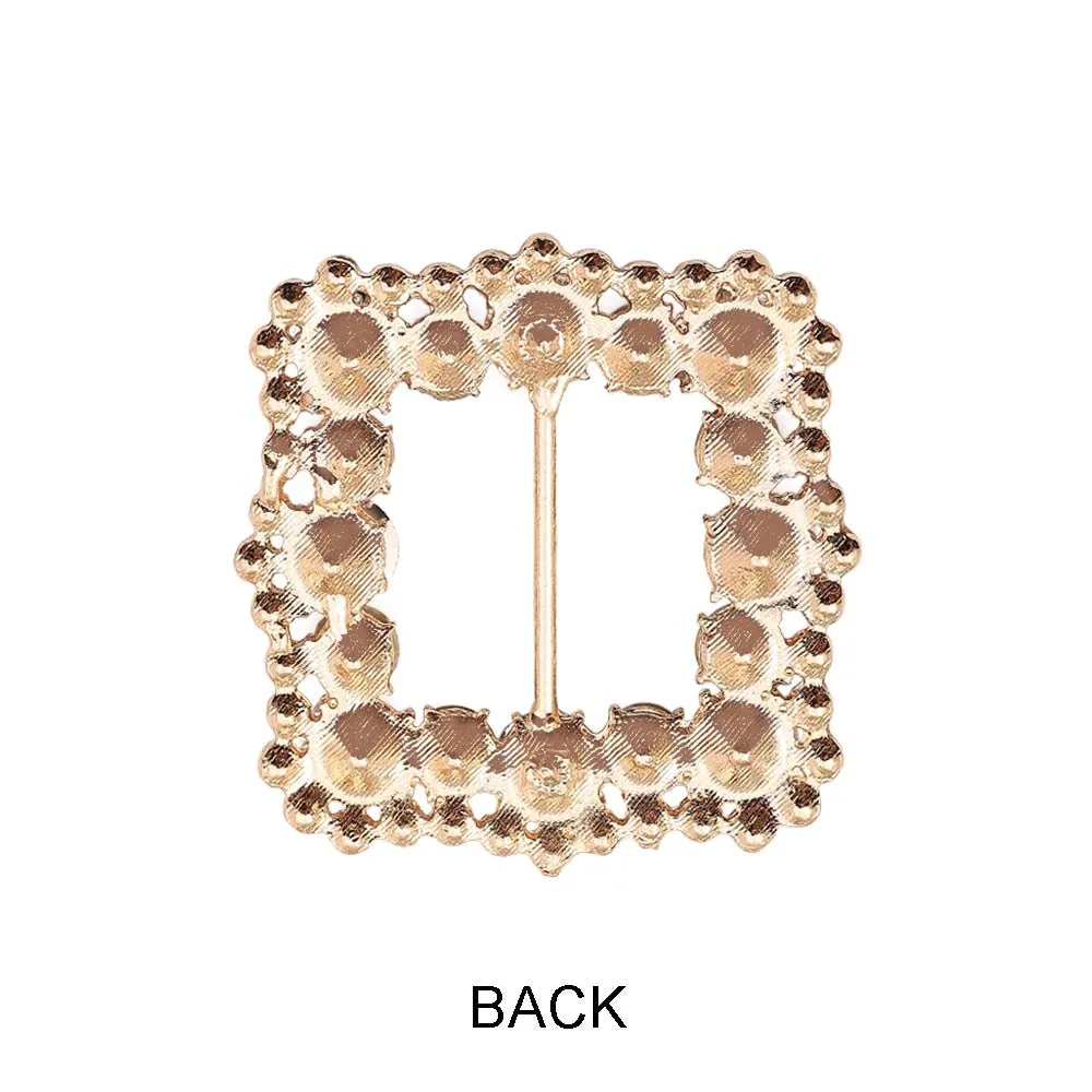 Rounded Square Shiny Diamond Sliding Belt Buckle