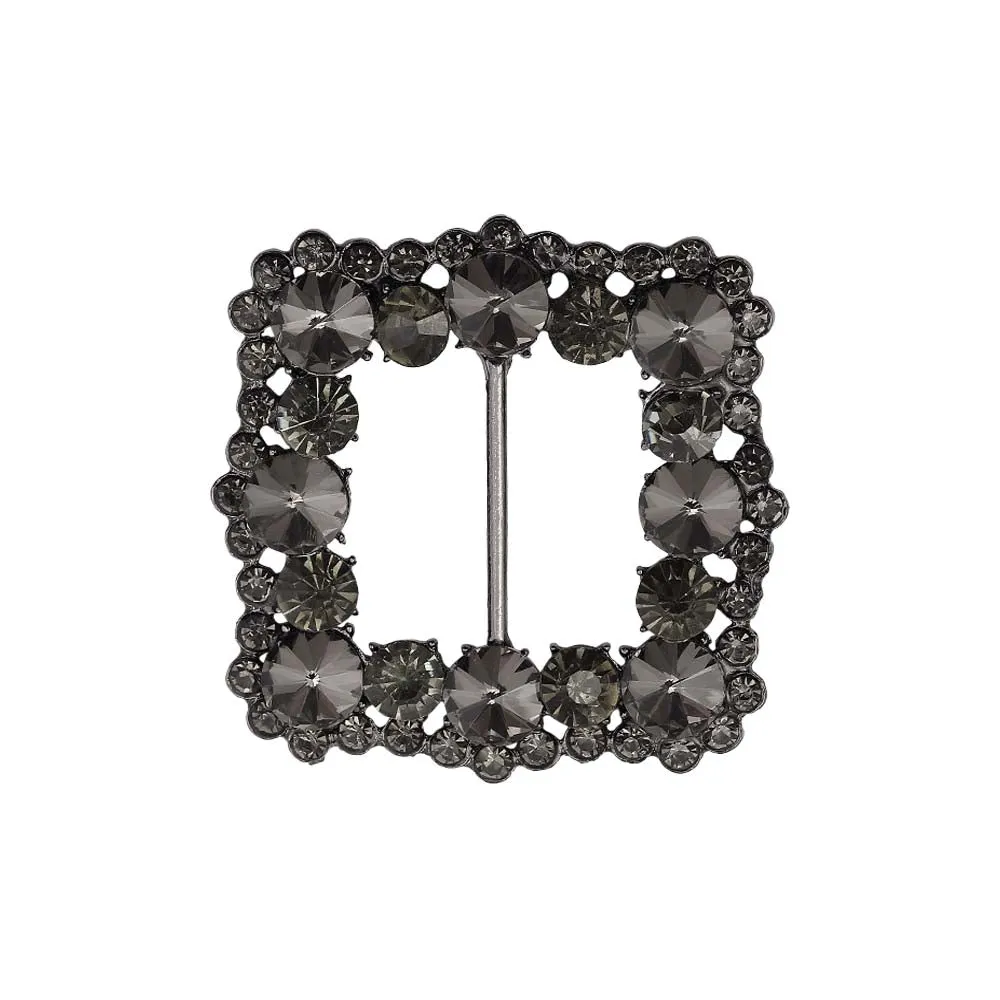 Rounded Square Shiny Diamond Sliding Belt Buckle