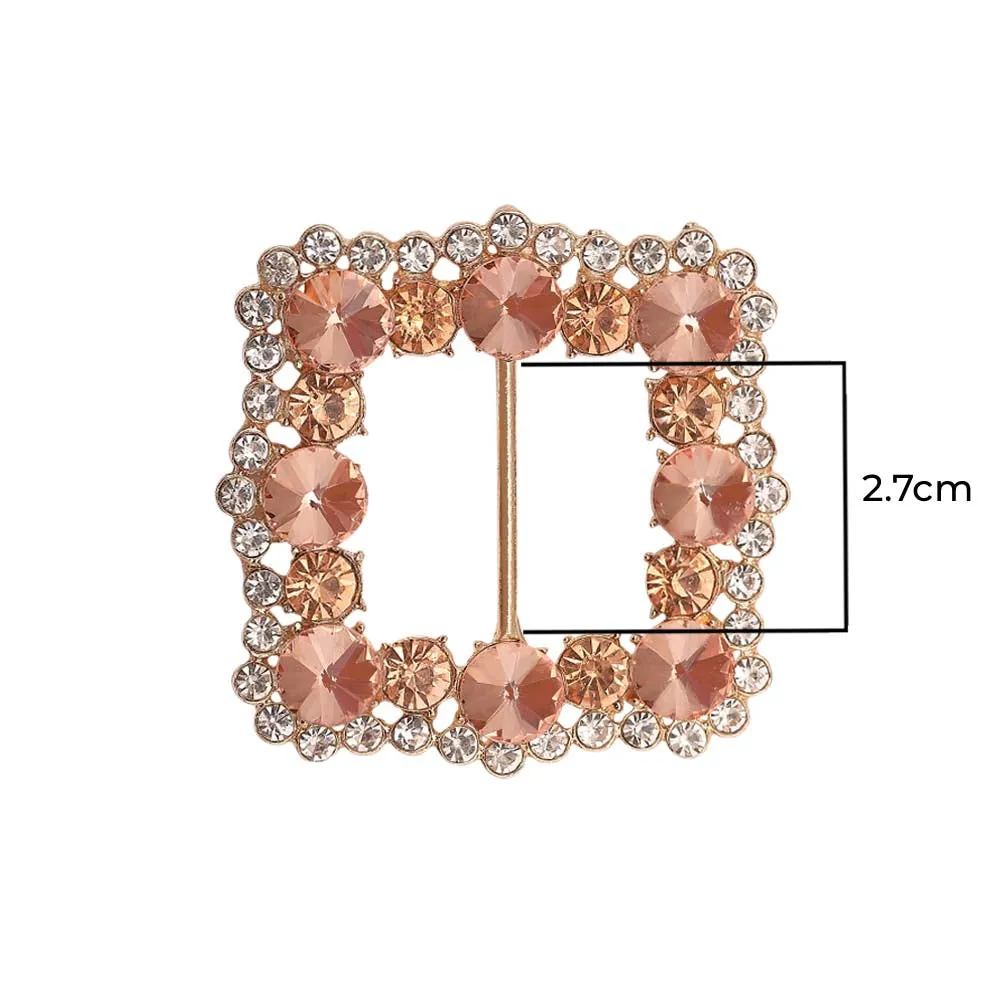 Rounded Square Shiny Diamond Sliding Belt Buckle