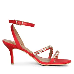 Saint Isla Stone Embellished Straps Red Stilettos