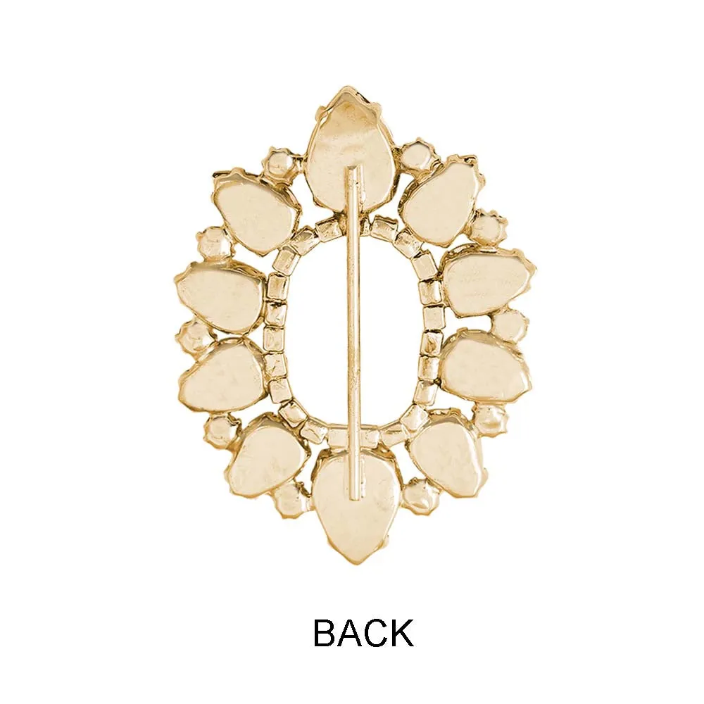 Sparkling Oval Shape Drop Diamond Metal Belt Buckle