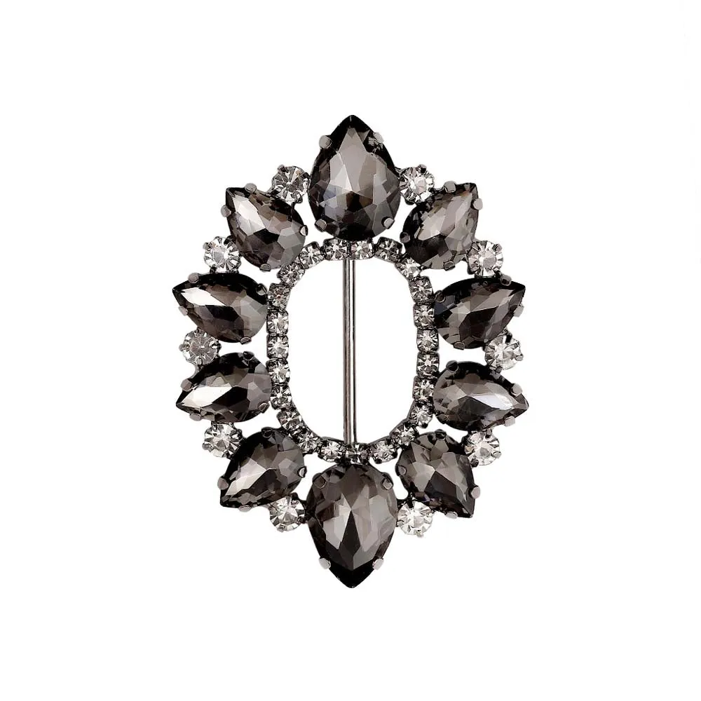 Sparkling Oval Shape Drop Diamond Metal Belt Buckle