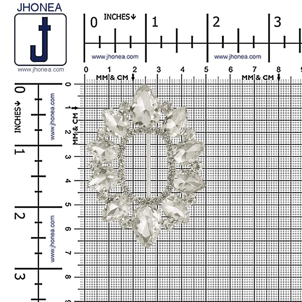 Sparkling Oval Shape Drop Diamond Metal Belt Buckle