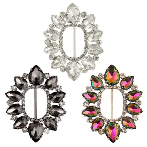 Sparkling Oval Shape Drop Diamond Metal Belt Buckle