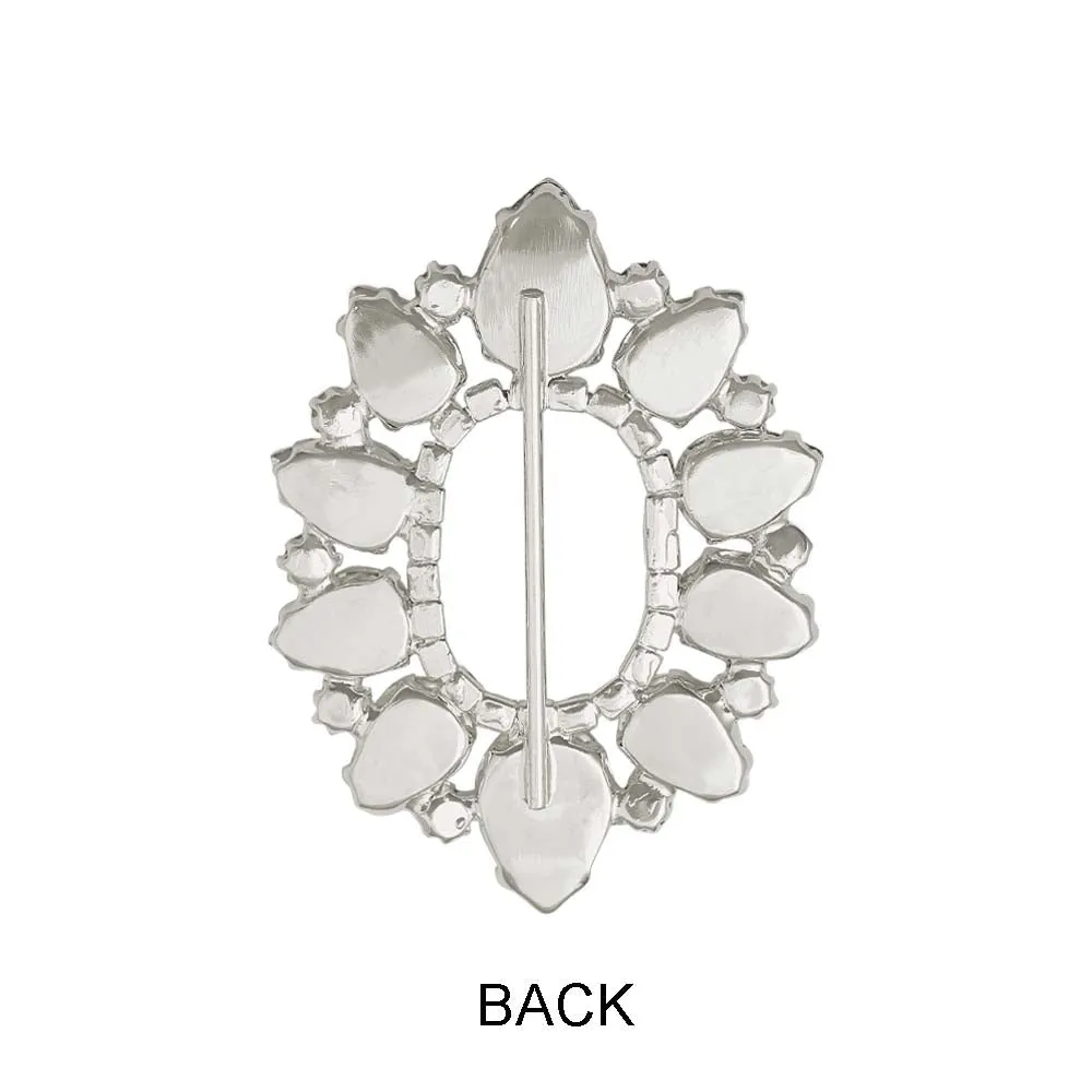 Sparkling Oval Shape Drop Diamond Metal Belt Buckle