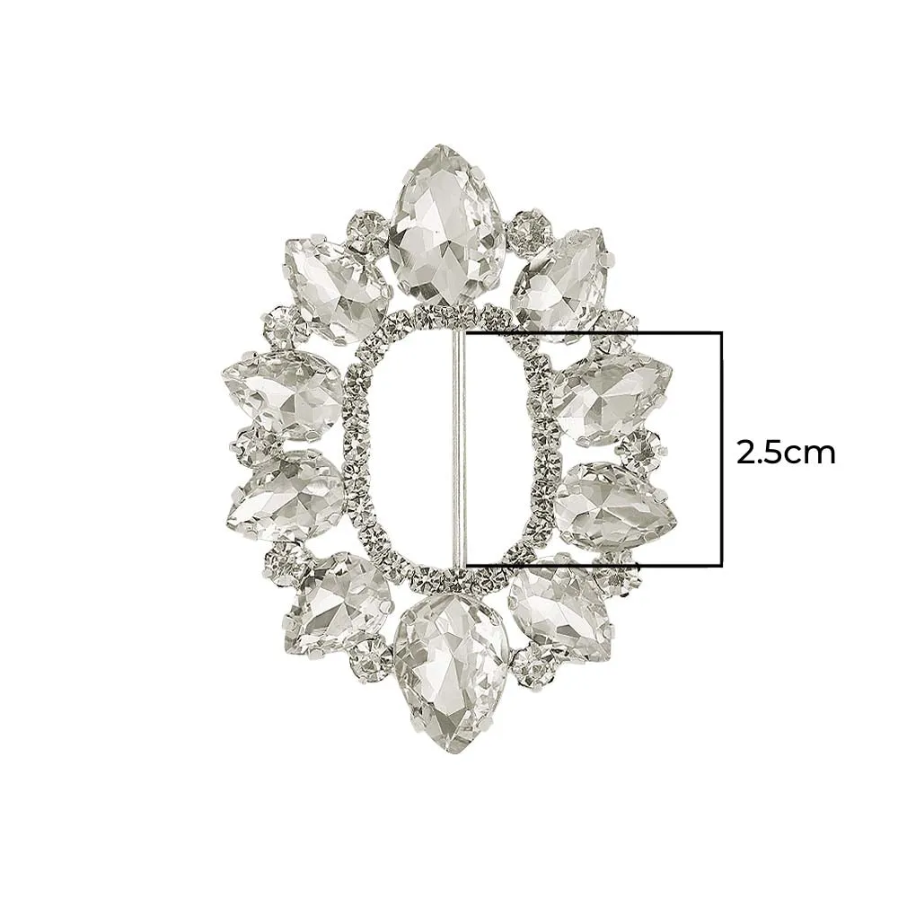 Sparkling Oval Shape Drop Diamond Metal Belt Buckle