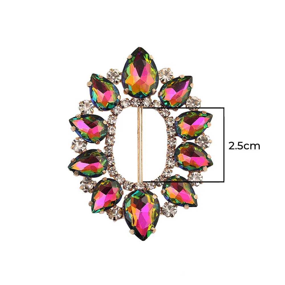 Sparkling Oval Shape Drop Diamond Metal Belt Buckle