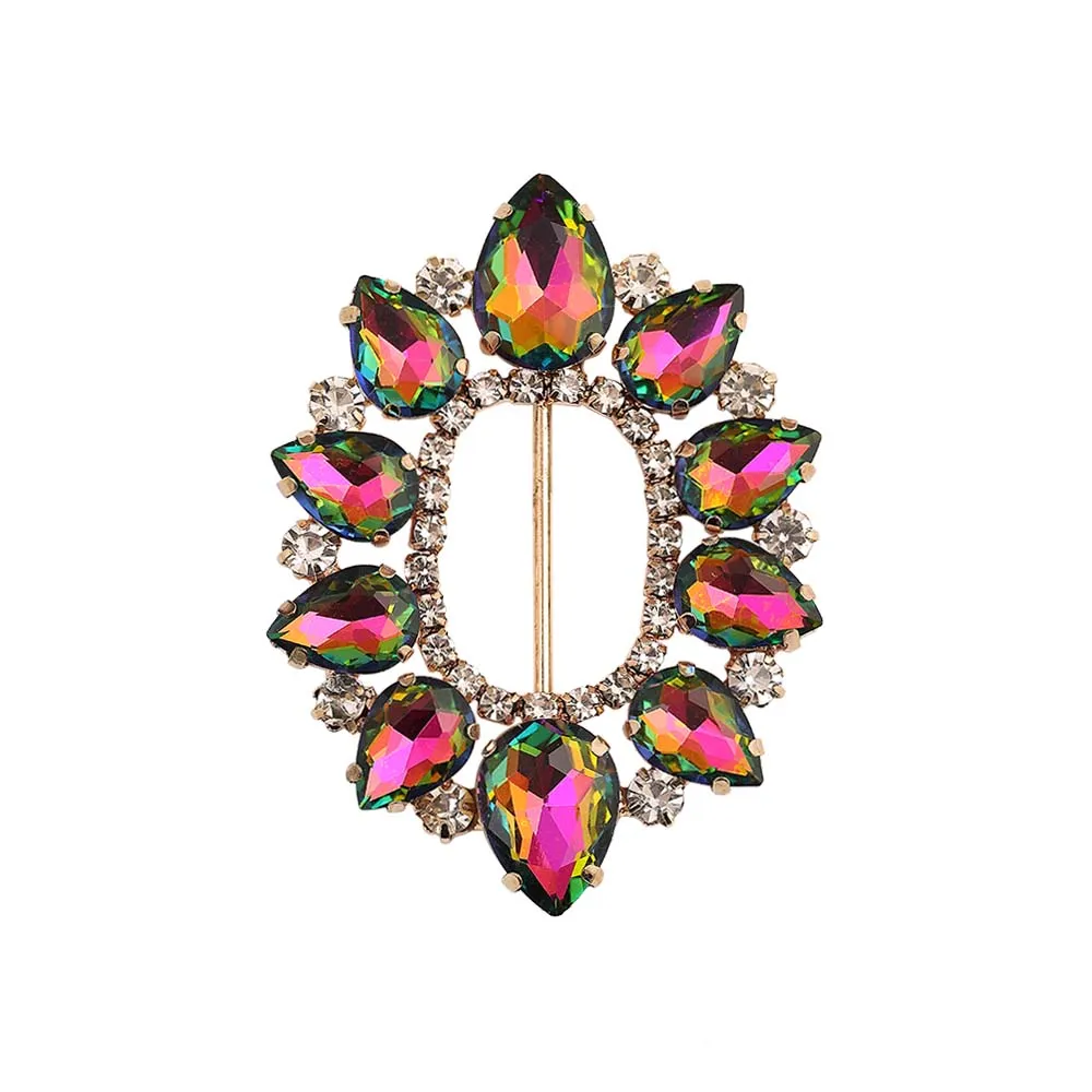 Sparkling Oval Shape Drop Diamond Metal Belt Buckle