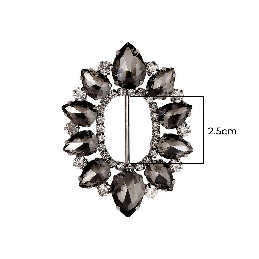 Sparkling Oval Shape Drop Diamond Metal Belt Buckle