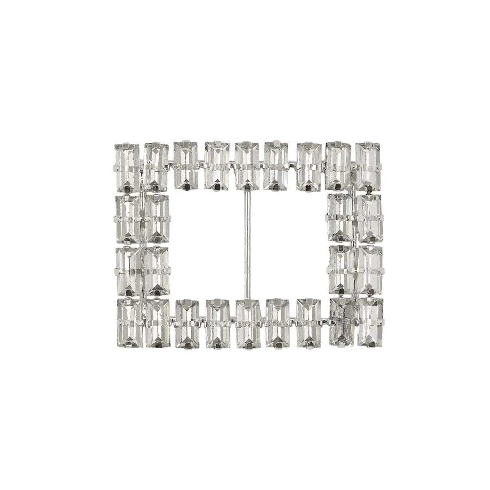 Sparkling Rectangle Shape Diamond Metal Belt Buckle