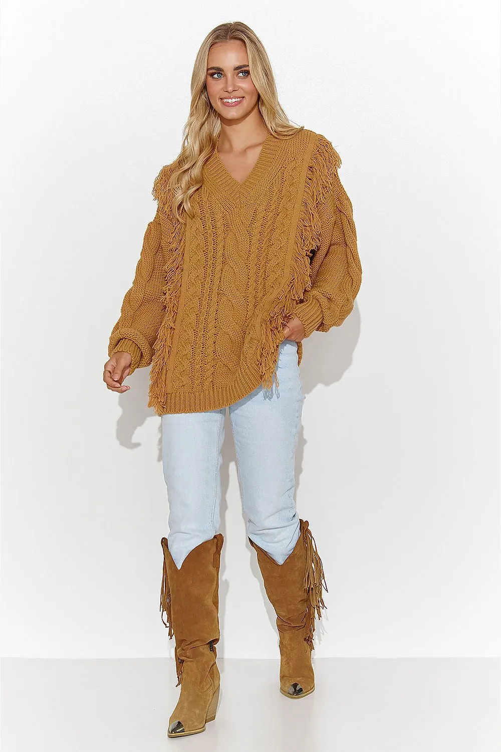 Stylish striking plaid weave sweater