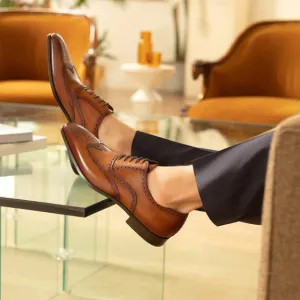 Tan Leather Simeon Lace Up Bogue Wingtip Oxfords - SS23
