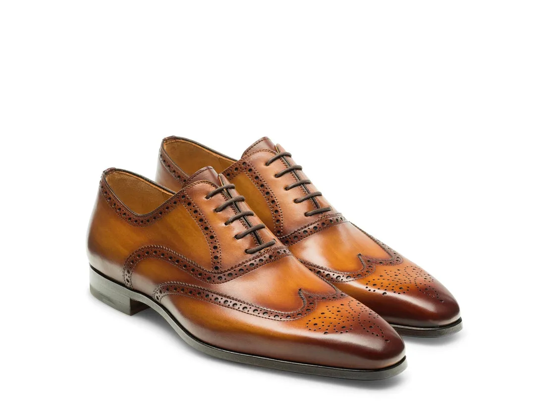 Tan Leather Simeon Lace Up Bogue Wingtip Oxfords - SS23